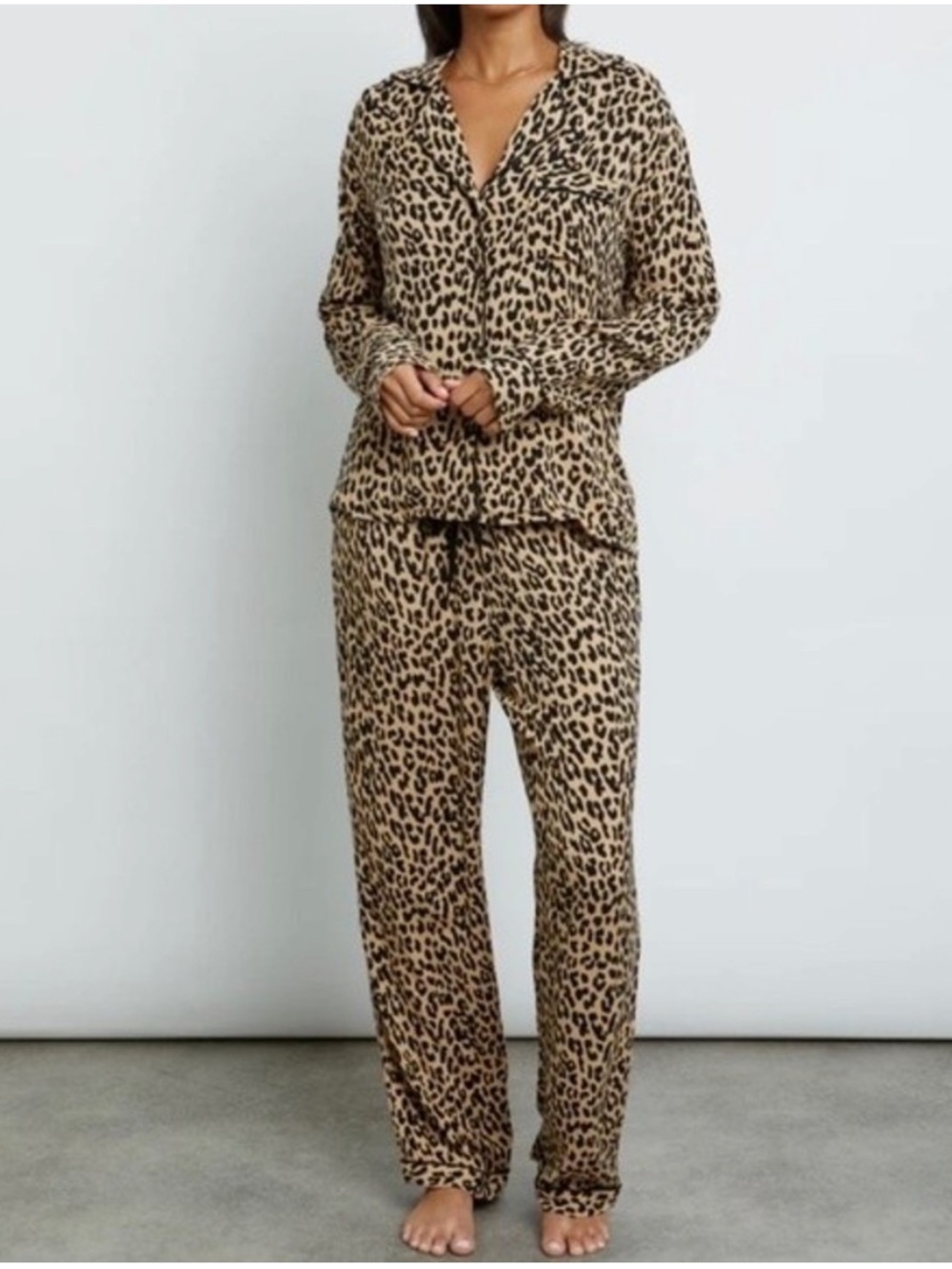 NWT Rails Clara Pajama Set XS Sand Jaguar Leopard Animal Print Rayon Lounge - Picture 4 of 16